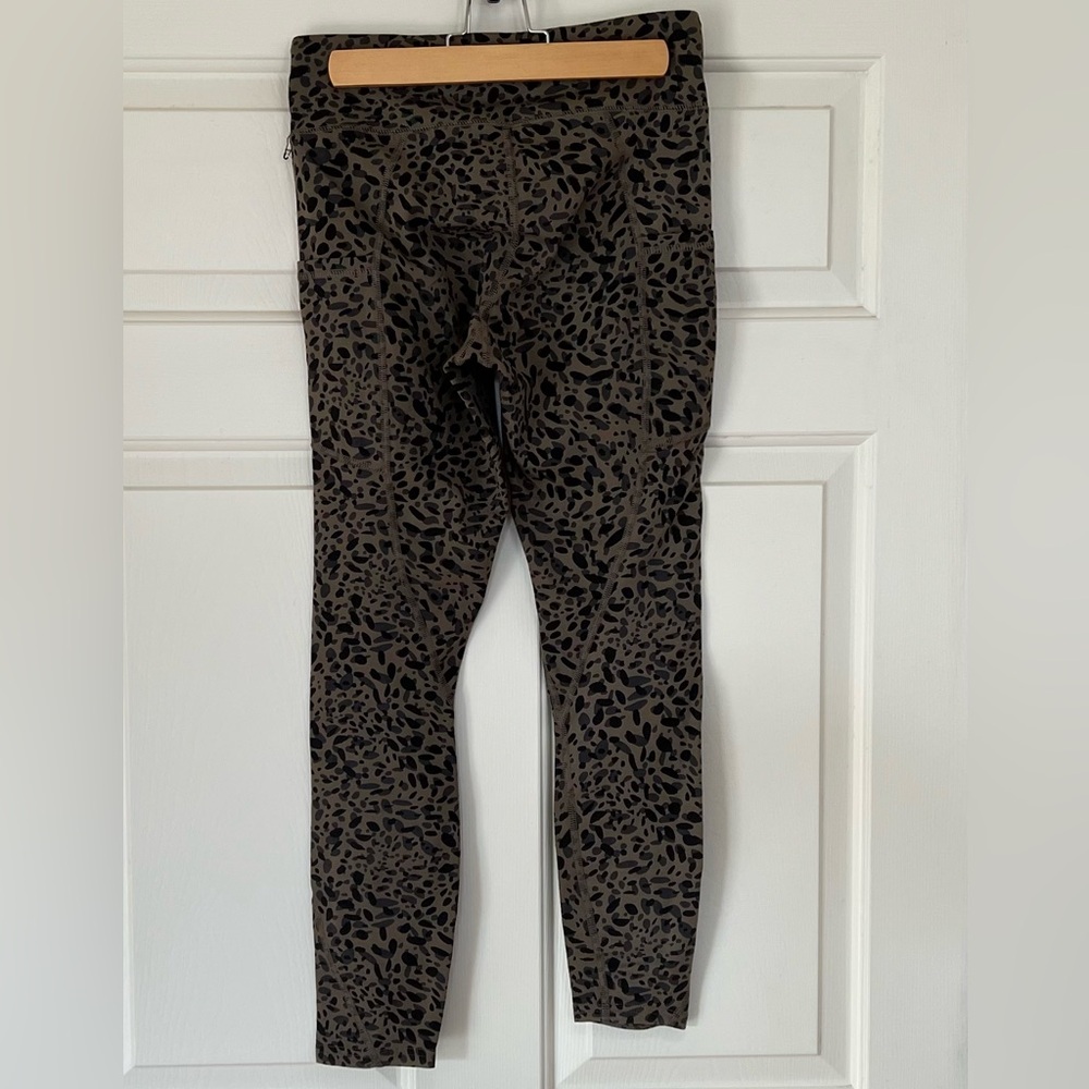 Pact Women's Olive Green and Black Printed Leggings - Picture 2 of 2
